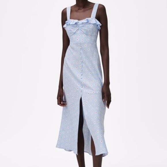 Zara Floral Linen Blend Dress - Picture 1 of 6